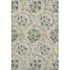 5' X 8' Beige Blue And Tan Floral Washable Area Rug With UV Protection