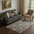5' X 8' Brown Beige And Taupe Floral Washable Area Rug With UV Protection