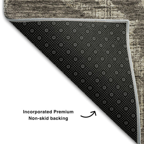 5' X 8' Brown Beige And Taupe Floral Washable Area Rug With UV Protection