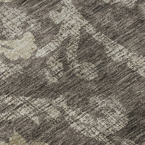 5' X 8' Brown Beige And Taupe Floral Washable Area Rug With UV Protection