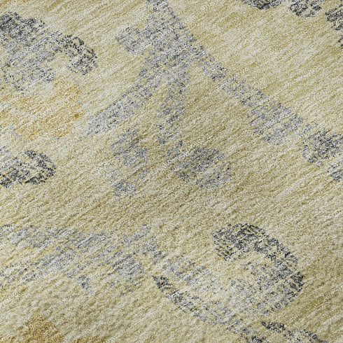 5' X 8' Gold Gray And Silver Floral Washable Area Rug With UV Protection
