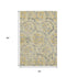 5' X 8' Gold Gray And Silver Floral Washable Area Rug With UV Protection