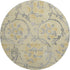 8' Gold Gray And Silver Floral Washable Round Rug With UV Protection