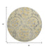 8' Gold Gray And Silver Floral Washable Round Rug With UV Protection