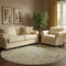 8' Gold Gray And Silver Floral Washable Round Rug With UV Protection