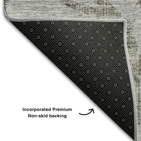8' X 10' Gray And Taupe Floral Washable Area Rug With UV Protection