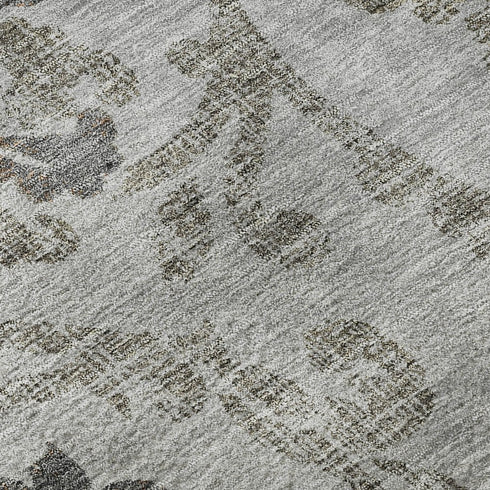 8' X 10' Gray And Taupe Floral Washable Area Rug With UV Protection