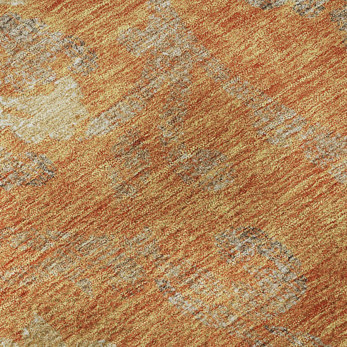 5' X 8' Orange Gray And Beige Floral Washable Area Rug With UV Protection