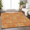 8' X 10' Orange Gray And Beige Floral Washable Area Rug With UV Protection