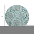 8' Teal And Gray Floral Washable Round Rug With UV Protection