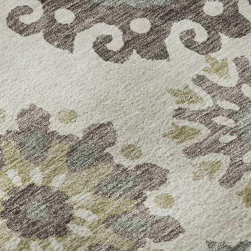 8' X 10' Beige Gray And Brown Medallion Washable Area Rug With UV Protection