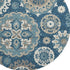 8' Blue Ivory And Beige Medallion Washable Round Rug With UV Protection