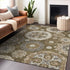 9' X 12' Brown Gray And Beige Medallion Washable Area Rug With UV Protection