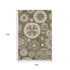9' X 12' Brown Gray And Beige Medallion Washable Area Rug With UV Protection