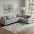 8' X 10' White Orange And Teal Medallion Washable Area Rug With UV Protection