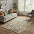 5' X 8' Beige Gold And Brown Floral Washable Area Rug With UV Protection
