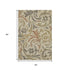 5' X 8' Beige Gold And Brown Floral Washable Area Rug With UV Protection