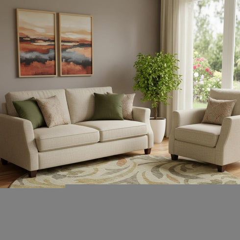 8' Beige Gold And Brown Floral Washable Round Rug With UV Protection