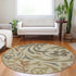 8' Beige Gold And Brown Floral Washable Round Rug With UV Protection