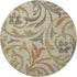 8' Beige Gold And Brown Floral Washable Round Rug With UV Protection