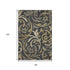 8' X 10' Black Gold And Beige Floral Washable Area Rug With UV Protection