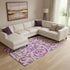8' X 10' Lavender Blush And Ivory Floral Washable Area Rug With UV Protection