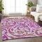 8' X 10' Lavender Blush And Ivory Floral Washable Area Rug With UV Protection