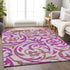 8' X 10' Lavender Blush And Ivory Floral Washable Area Rug With UV Protection