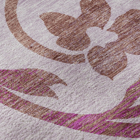 8' X 10' Lavender Blush And Ivory Floral Washable Area Rug With UV Protection