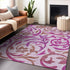8' X 10' Lavender Blush And Ivory Floral Washable Area Rug With UV Protection
