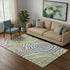 5' X 8' Beige Green And Blue Abstract Washable Area Rug With UV Protection