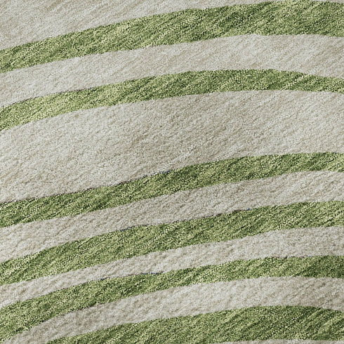 5' X 8' Beige Green And Blue Abstract Washable Area Rug With UV Protection