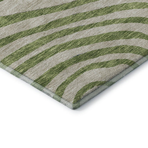 8' X 10' Beige Green And Blue Abstract Washable Area Rug With UV Protection