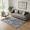 5' X 8' Black Ivory And Gray Abstract Washable Area Rug With UV Protection
