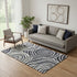 5' X 8' Black Ivory And Gray Abstract Washable Area Rug With UV Protection