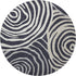 8' Black Ivory And Gray Abstract Washable Round Rug With UV Protection