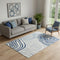 5' X 8' Blue And Ivory Abstract Washable Area Rug With UV Protection