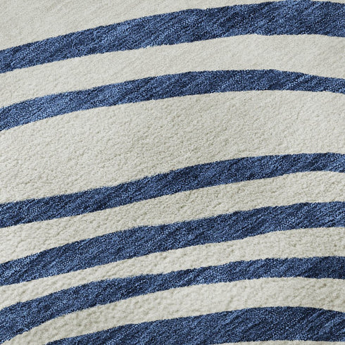 5' X 8' Blue And Ivory Abstract Washable Area Rug With UV Protection