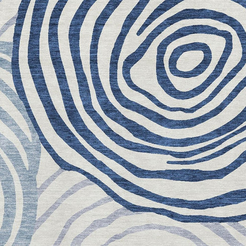 8' X 10' Blue And Ivory Abstract Washable Area Rug With UV Protection