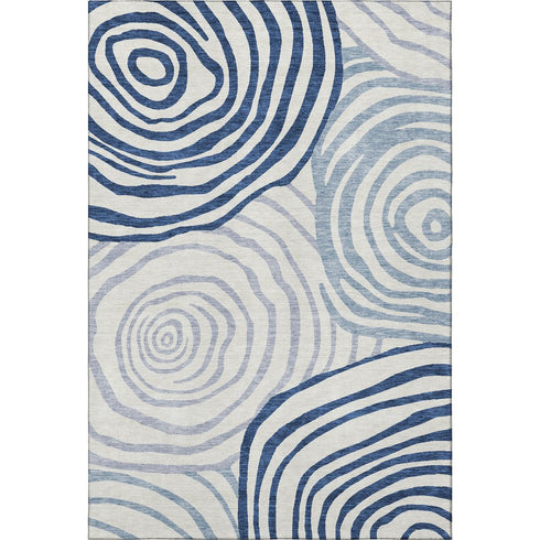 8' X 10' Blue And Ivory Abstract Washable Area Rug With UV Protection