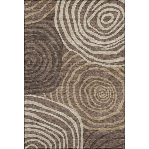 5' X 8' Brown Taupe And Ivory Abstract Washable Area Rug With UV Protection