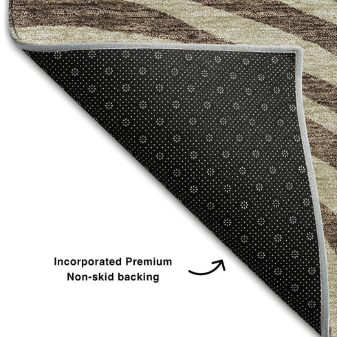 5' X 8' Brown Taupe And Ivory Abstract Washable Area Rug With UV Protection