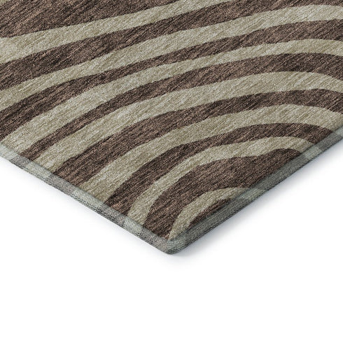 5' X 8' Brown Taupe And Ivory Abstract Washable Area Rug With UV Protection