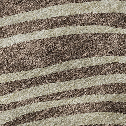 5' X 8' Brown Taupe And Ivory Abstract Washable Area Rug With UV Protection