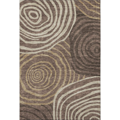 5' X 8' Brown Taupe And Ivory Abstract Washable Area Rug With UV Protection