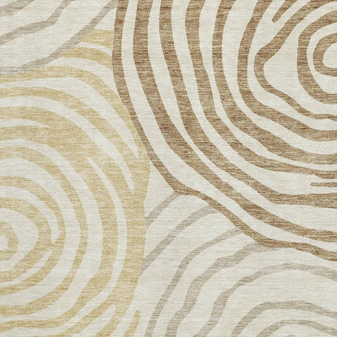 8' X 10' Gold Ivory And Brown Abstract Washable Area Rug With UV Protection
