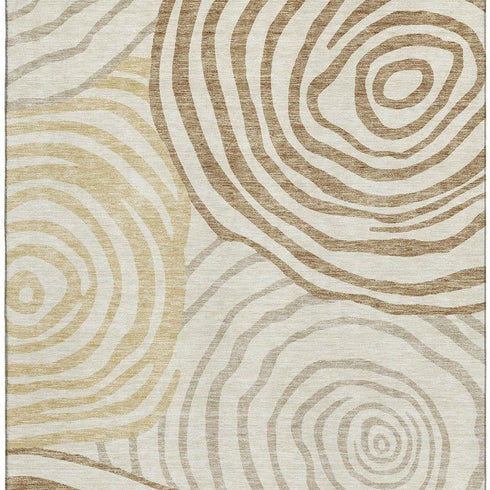 8' X 10' Gold Ivory And Brown Abstract Washable Area Rug With UV Protection