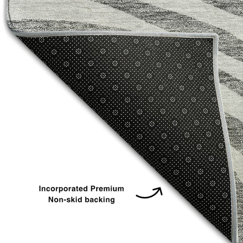 8' X 10' Gray Silver And Beige Abstract Washable Area Rug With UV Protection