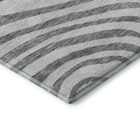 8' X 10' Gray Silver And Beige Abstract Washable Area Rug With UV Protection