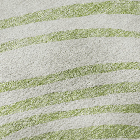 8' Green Gray And Ivory Abstract Washable Round Rug With UV Protection